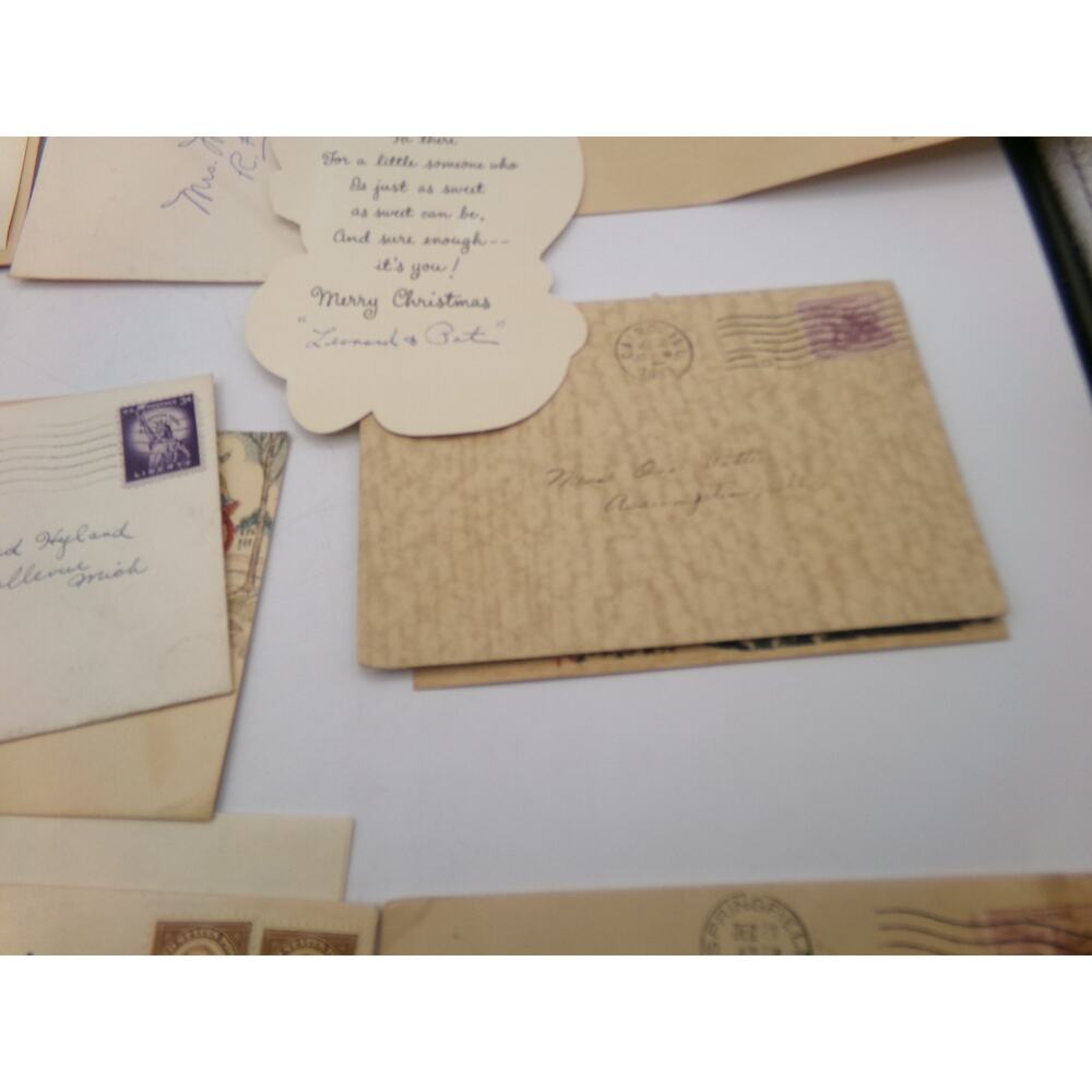 Vintage MCM Christmas Greeting Card Cute Girl Glitter Muff Happy New Year & more - Picture 15 of 16